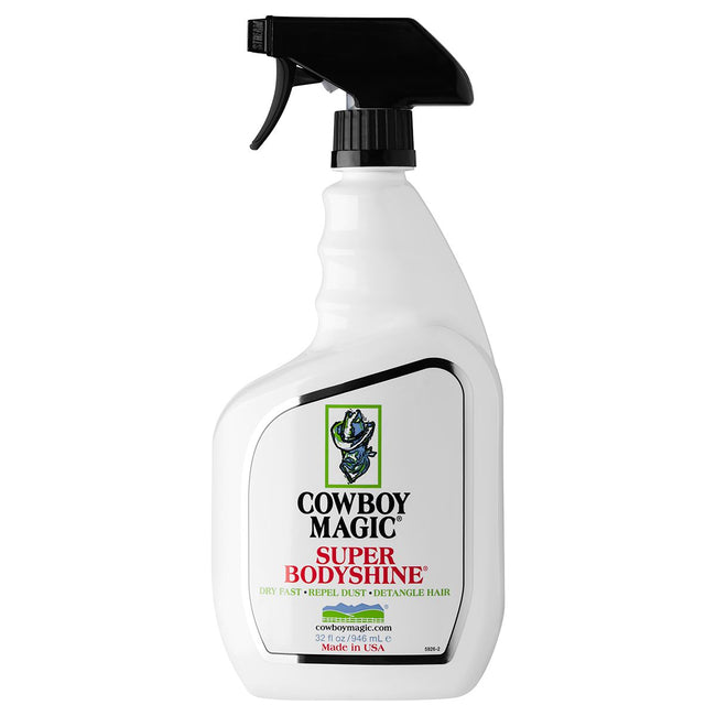 Cowboy Magic Super Bodyshine 32 ounce spray bottle on a white background