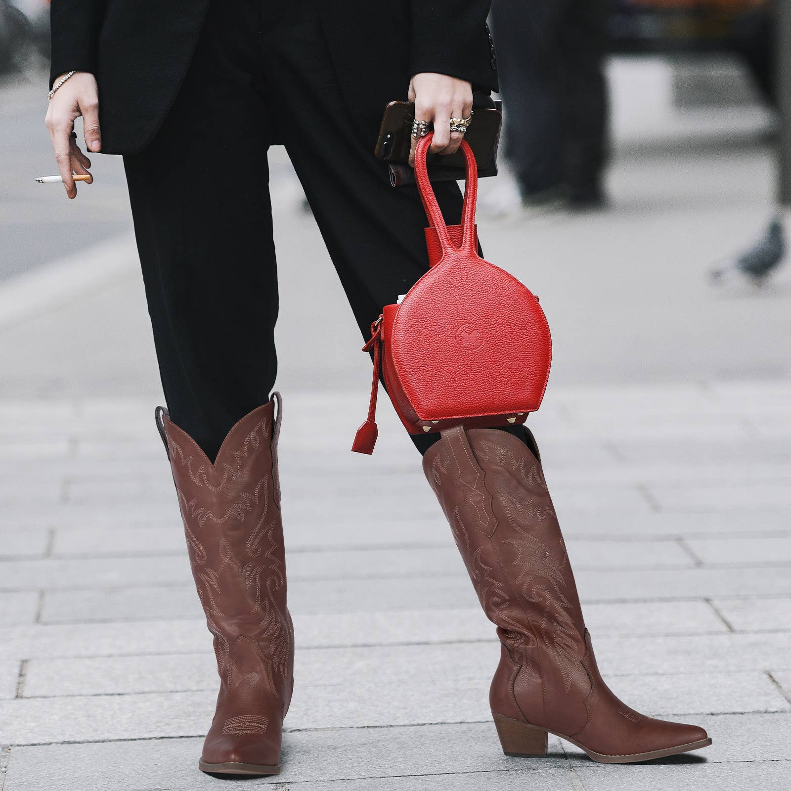 Rollda Women's Knee-High Cowboy Boots