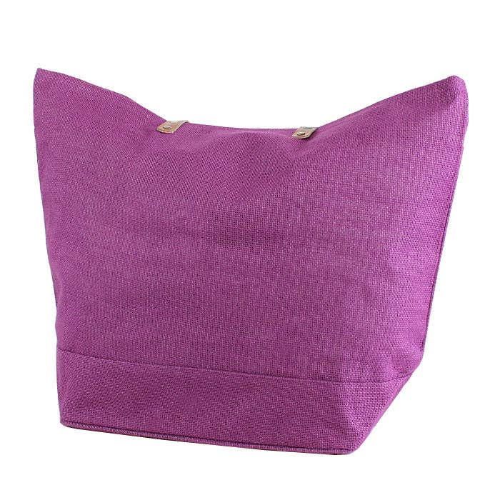 Leather Handle Burlap Tote
