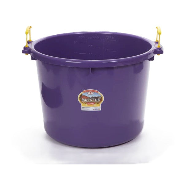 DuraFlex® Muck Tub - Bucket in Purple 70 quart capacity with handles.