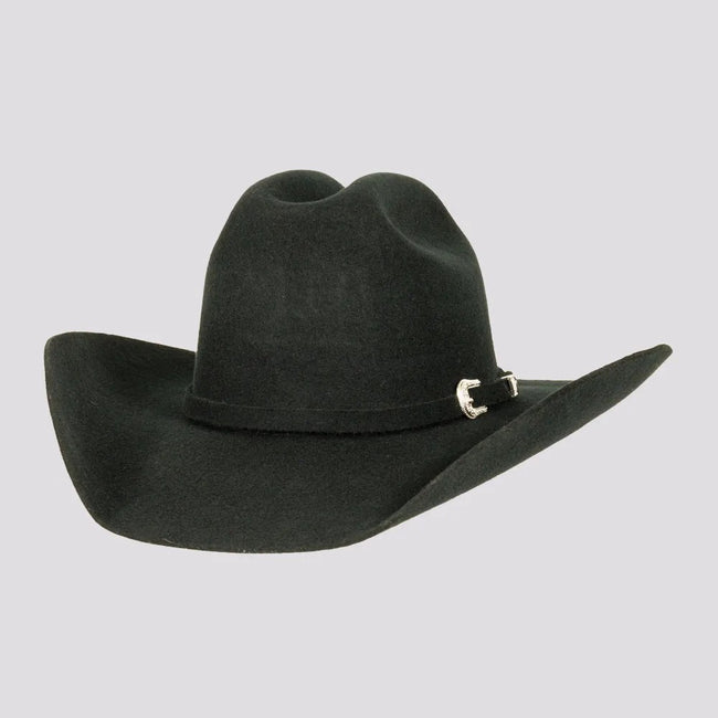 American Hat Makers - Cattleman - Felt Cowboy Hat Black with hat band and three piece buckle