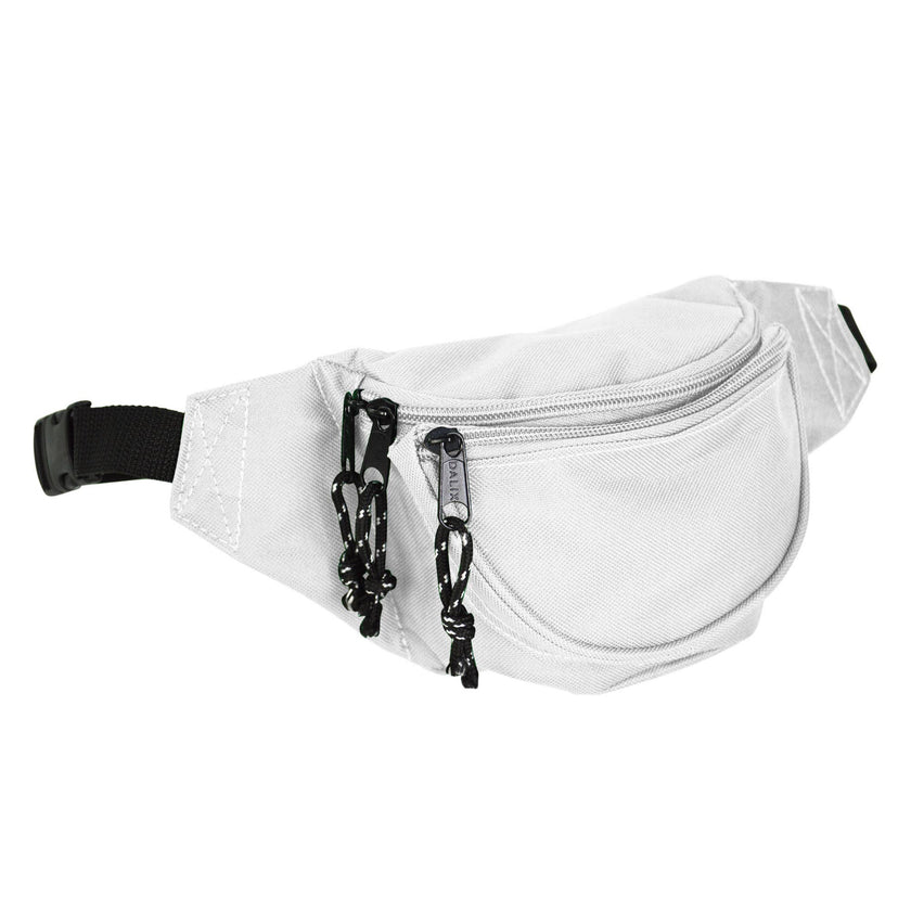 DALIX Fanny Pack with 3 Pockets - Traveling Concealment Pouch 13 White Front view