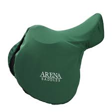 KHS-E Arena Saddle Cover - Green saddle cover with 'Arena Saddles' branding