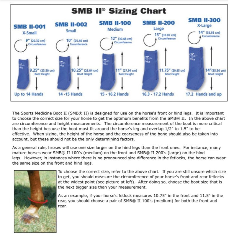 Professional's Choice SMBII Sports Medicine Boots Sizing Chart