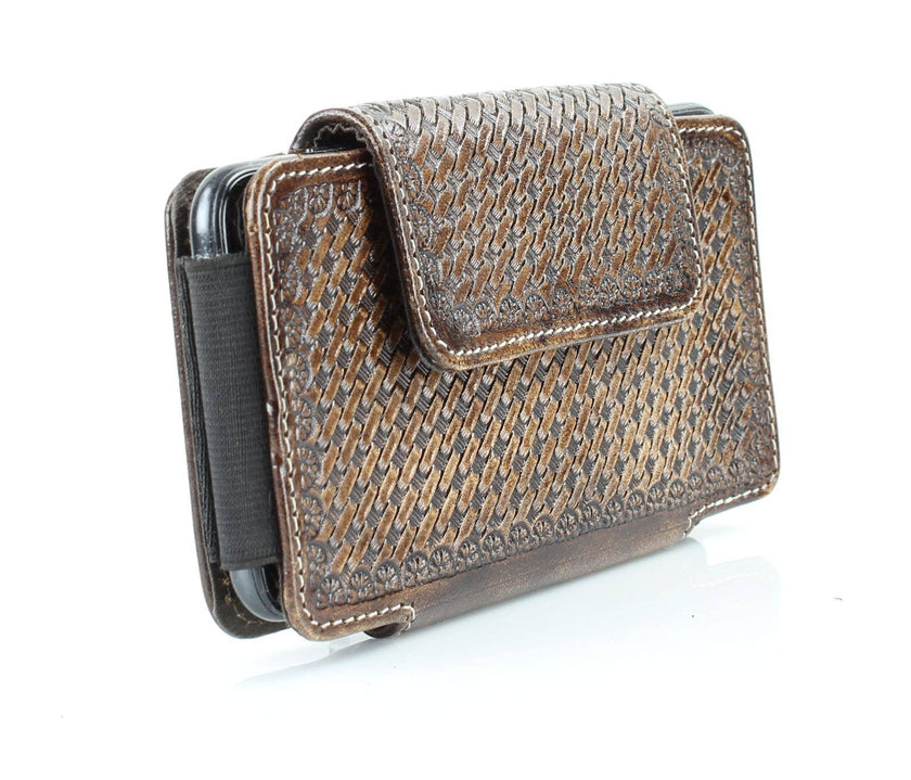 Basket Weave Horizontal Phone Case for Belt