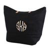 Leather Handle Burlap Tote