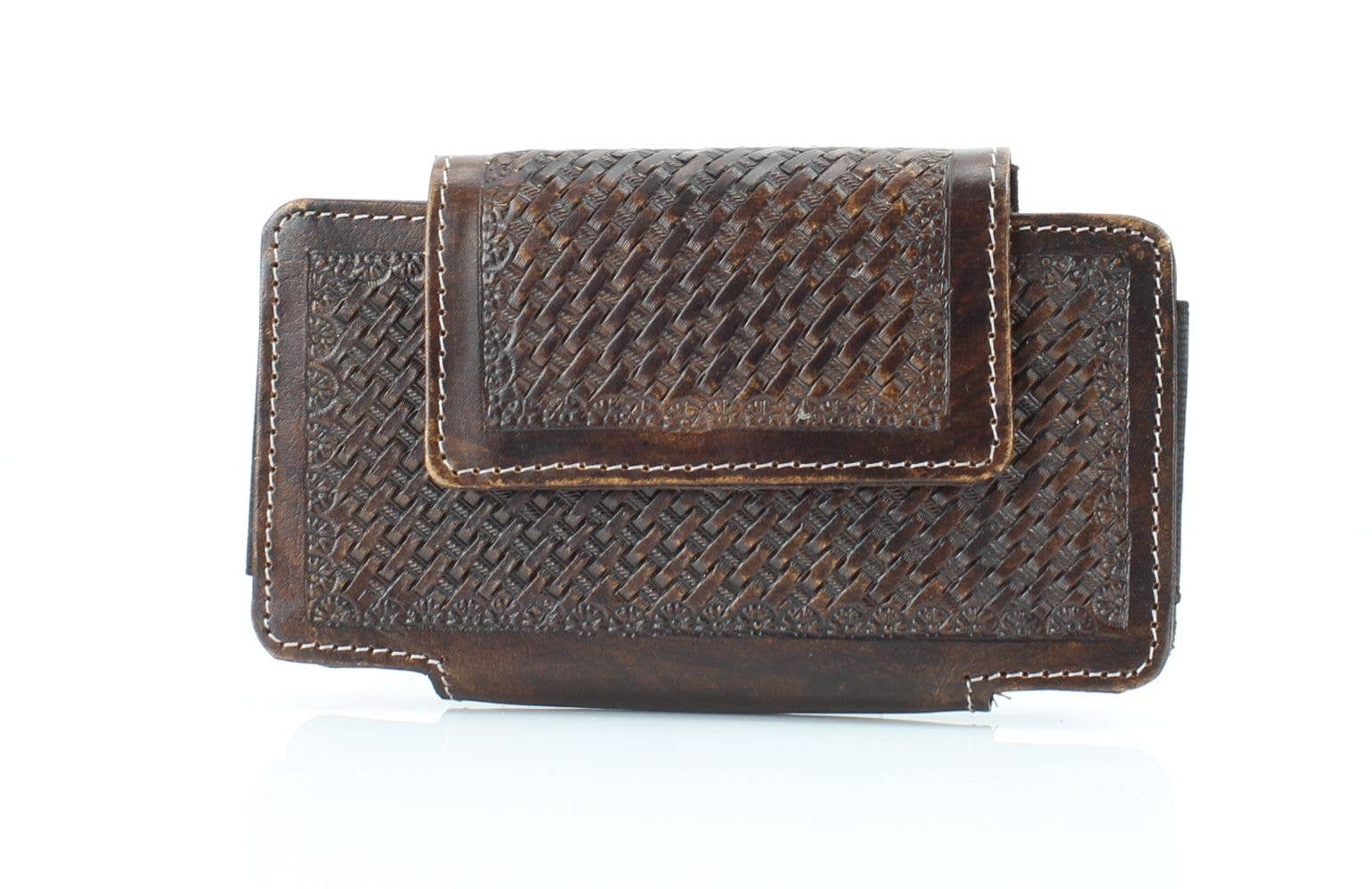 Basket Weave Horizontal Phone Case for Belt