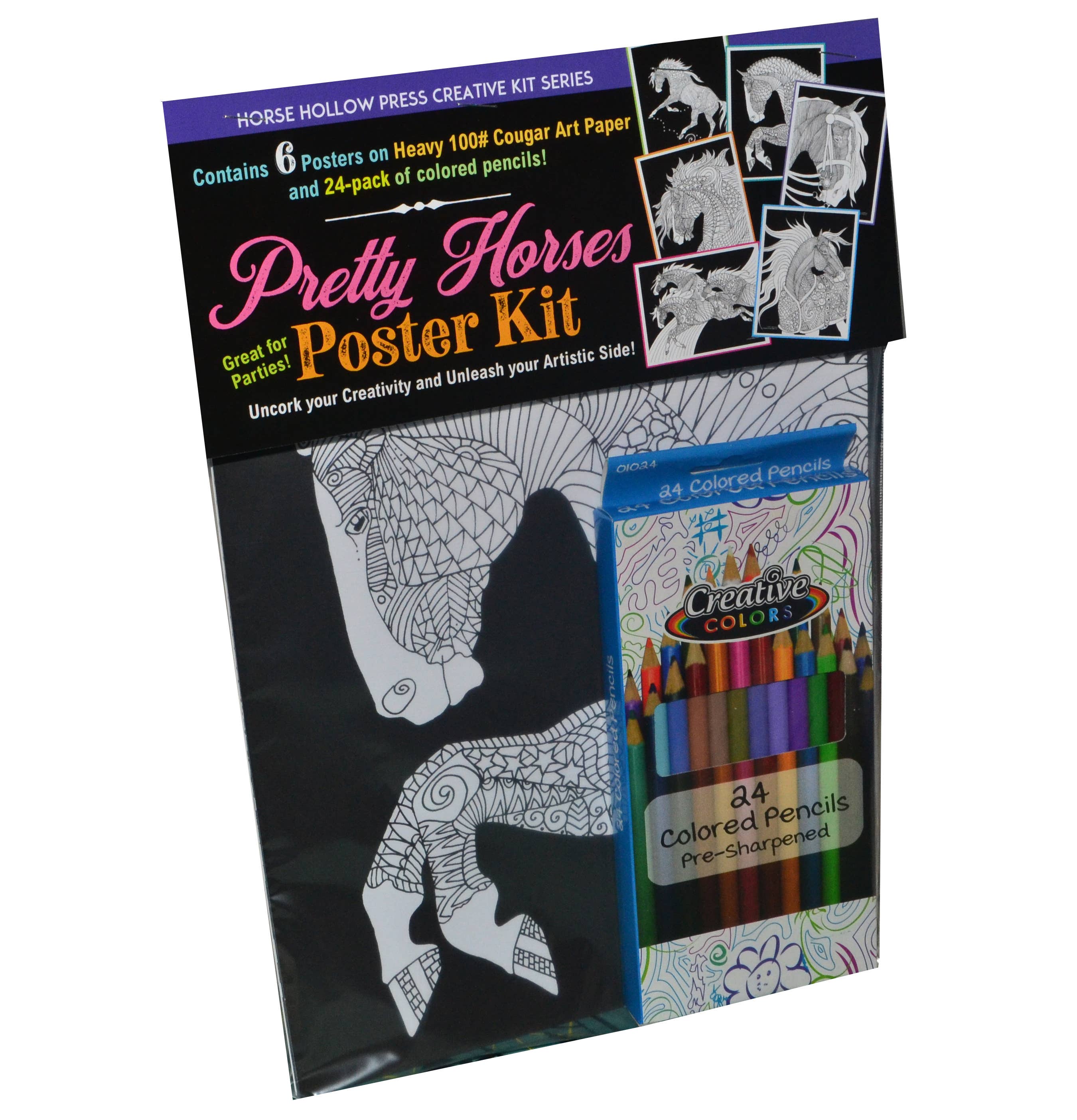 Art Coloring Kit Horse Drawings w/ Pencils