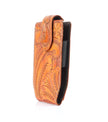 American Bison Floral Tooled Leather Phone Case for Belt