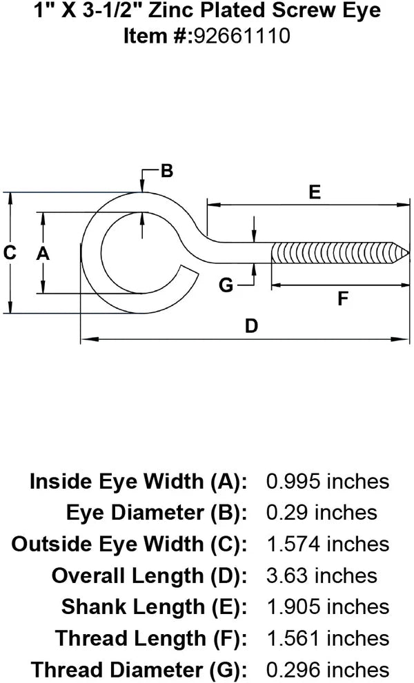 E-Rigging Zinc Plated Formed Lag Eye Bolts