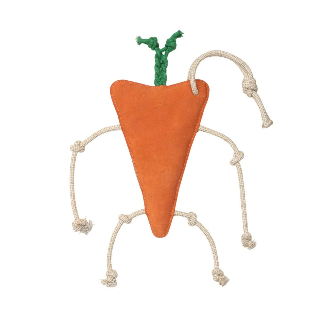 TuffRider Horse Toy back view - Carrot-shaped toy with a rope