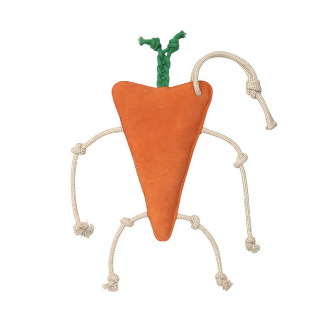 TuffRider Horse Toy back view - Carrot-shaped toy with a rope