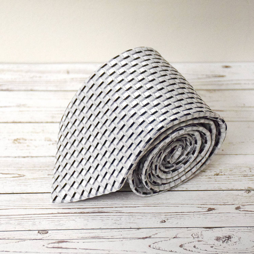 Lifebeats Gifts - Silver and Black Microfiber Necktie