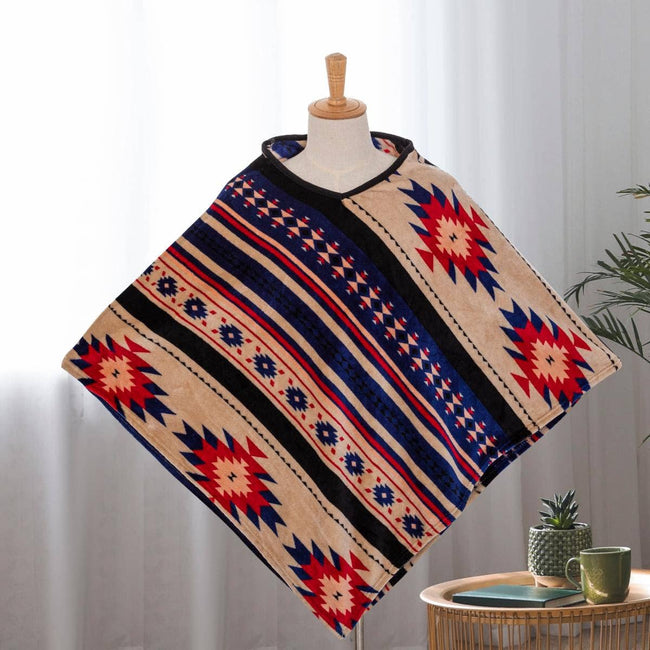 Southwest Aztec Diamond Cut Poncho