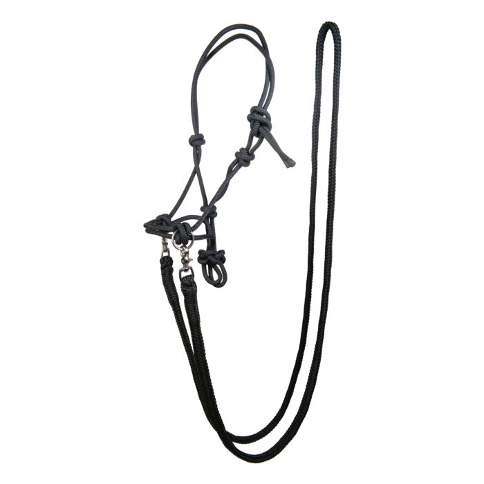 black side pull halter with reins