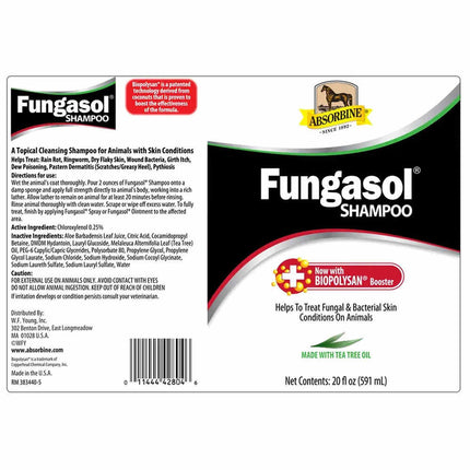 Fungasol Shampoo 20 oz bottle label with details 