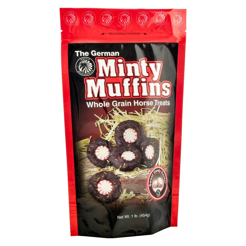 1 pound Bag of The German Minty Muffins whole grain horse treats with red border