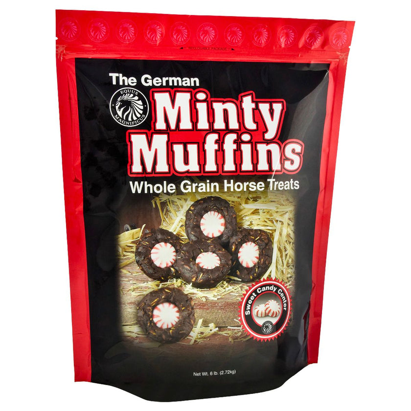 6 pound Bag of The German Minty Muffins whole grain horse treats with red border