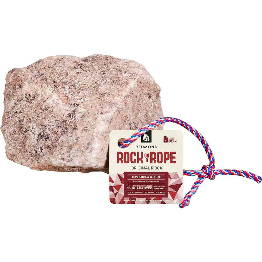 Redmond Rock® - Mined Horse Salt Lick on a rope 7 pounds