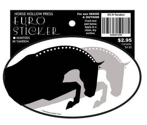 Horse Hollow Press - Oval Equestrian Horse Sticker: Hunters in Tandem