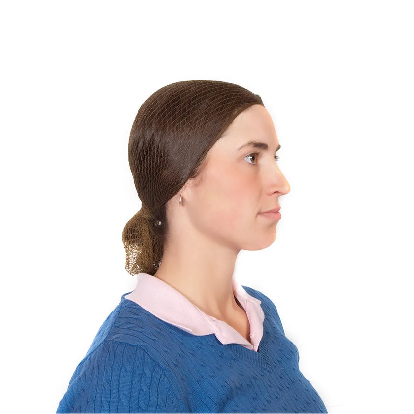 Mediumweight One Knot Hairnet 2/PKG Hair Net side view on model