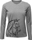 Noble Pony UPF 50 Long Sleeve V-Neck Sunshirt w/ Hunter line drawing