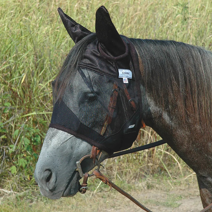 Quiet Ride Standard Nose Pasture Fly Mask with Ears - Horse, Black