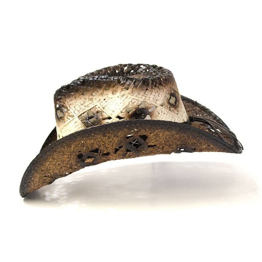 Brown Straw Western Pinch Front Hat