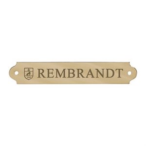 Name plate with example ALL CAPS engraving on a brass plate.