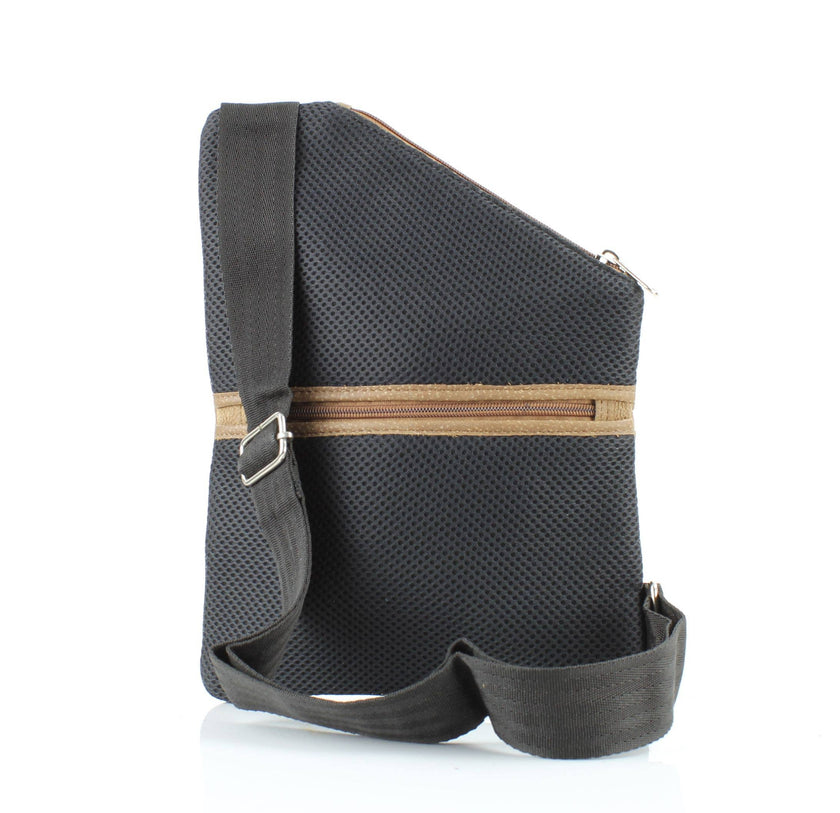 Asymmetrical Cowhide Zip Front Crossbody Bag