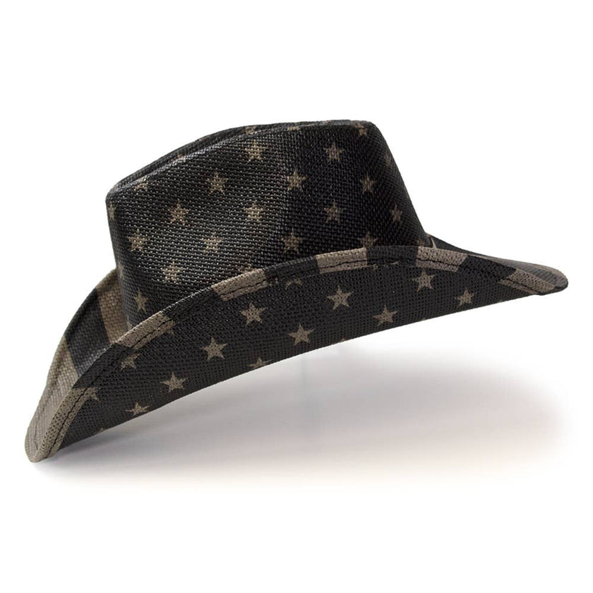 WE Black & Gray Americana Straw Western Hat