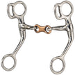 A Tough1 French Link Tom Thumb Bit with stainless steel cheeks and a copper frenchlink center, designed for equestrian use.