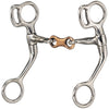 A Tough1 French Link Tom Thumb Bit with stainless steel cheeks and a copper frenchlink center, designed for equestrian use.