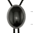Black stone pendant on a Western Cowboy Bolo Tie Necklace.