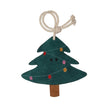 TuffRider Horse Toy with Decorative Christmas tree ornaments and lights on a cotton jute rope for hanging in the stall or paddock.