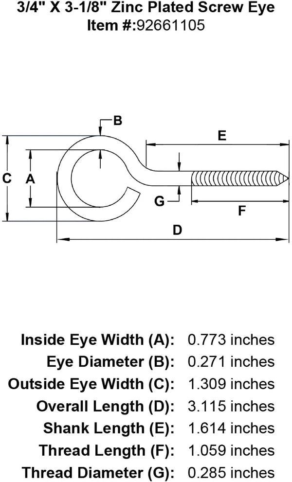 E-Rigging Zinc Plated Formed Lag Eye Bolts