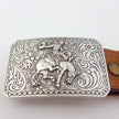 Axesoria West - Silver Rodeo Buckle with Vintage floral tooled belt