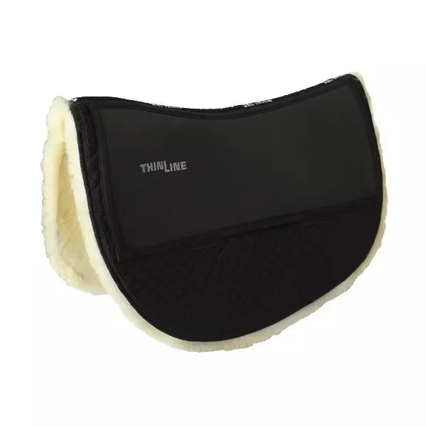 ThinLine Western Woven Wool Round Skirt Pad with black lining and merino wool on the side that goes in contact with the horse's back.