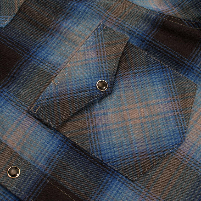 Rodeo Clothing - Men's Western Long Sleeve Flannel Shirt With Snap Buttons