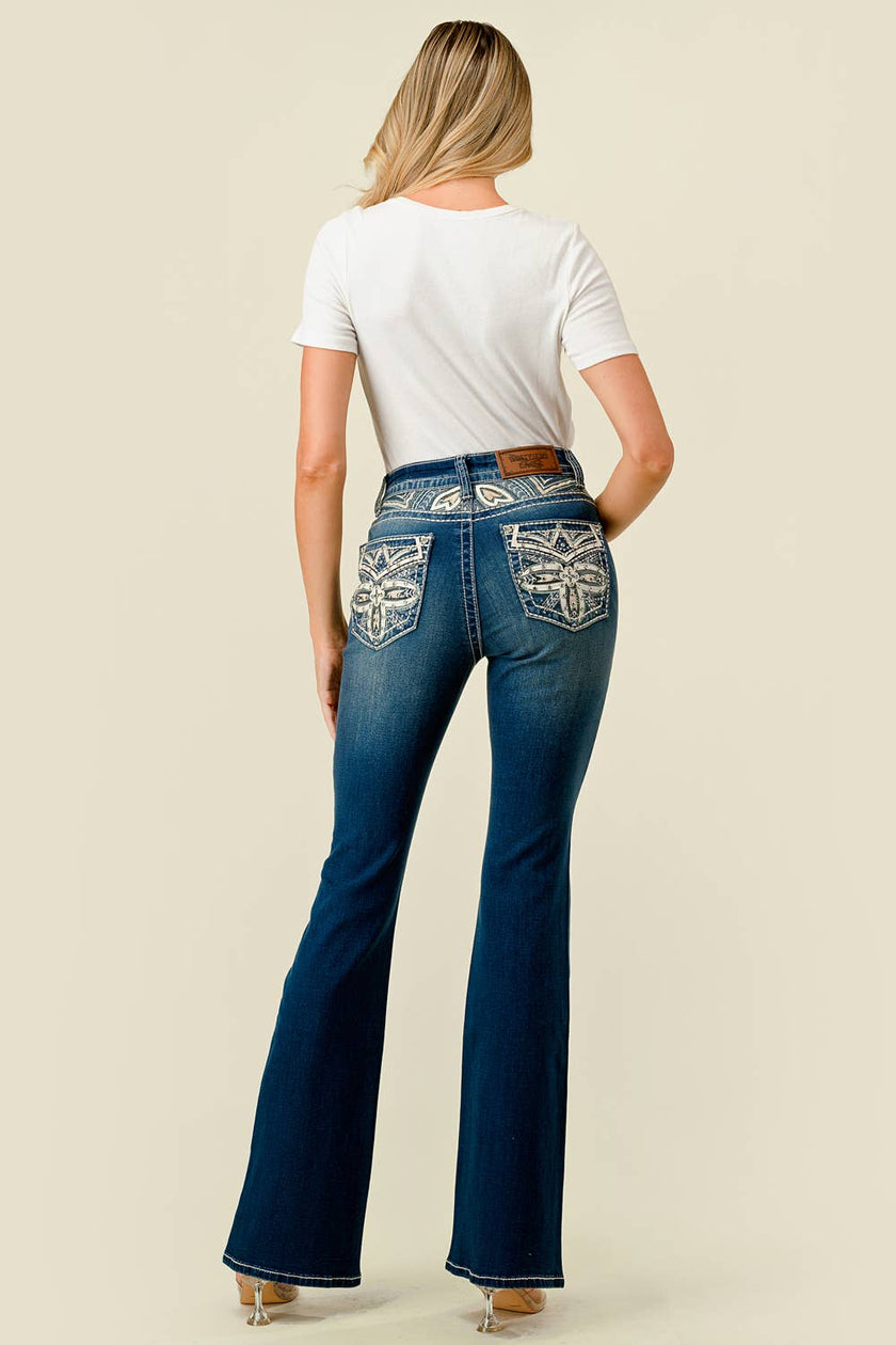 DZ - WF-336 Flare Stretchy Women's Bling Jeans By Westfield Eagle