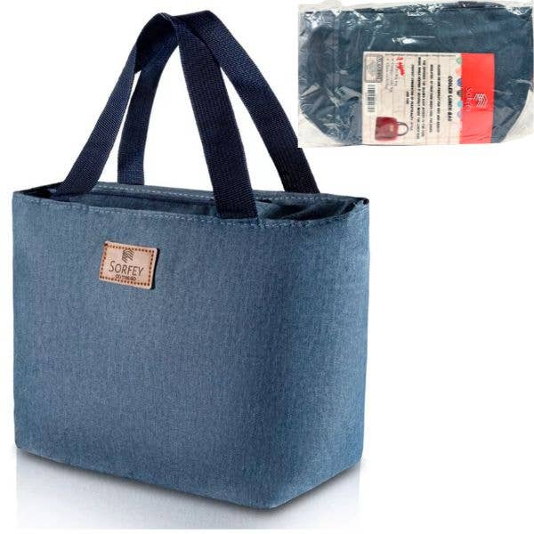 Zippered Insulated Cooler Lunch Bags Blue