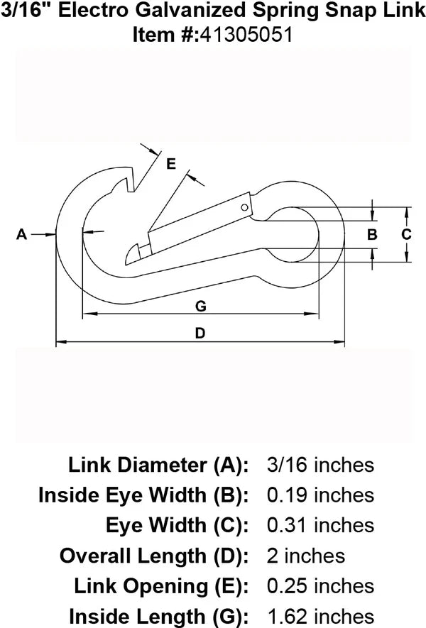 E-Rigging Electro Galvanized Spring Snap Link