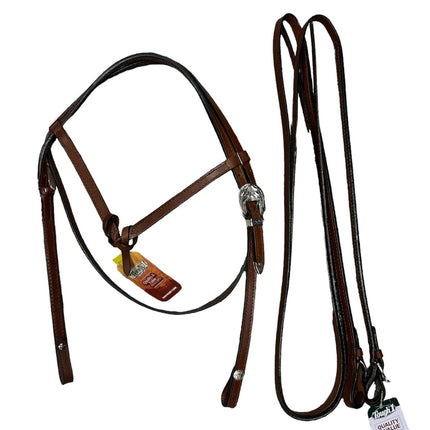 Royal King Futurity Browband Headstall with Reins - Medium Oil