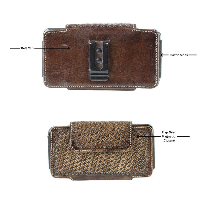 Basket Weave Horizontal Phone Case for Belt