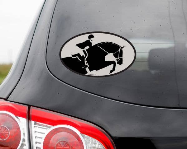 Oval Equestrian Horse Sticker: Rider