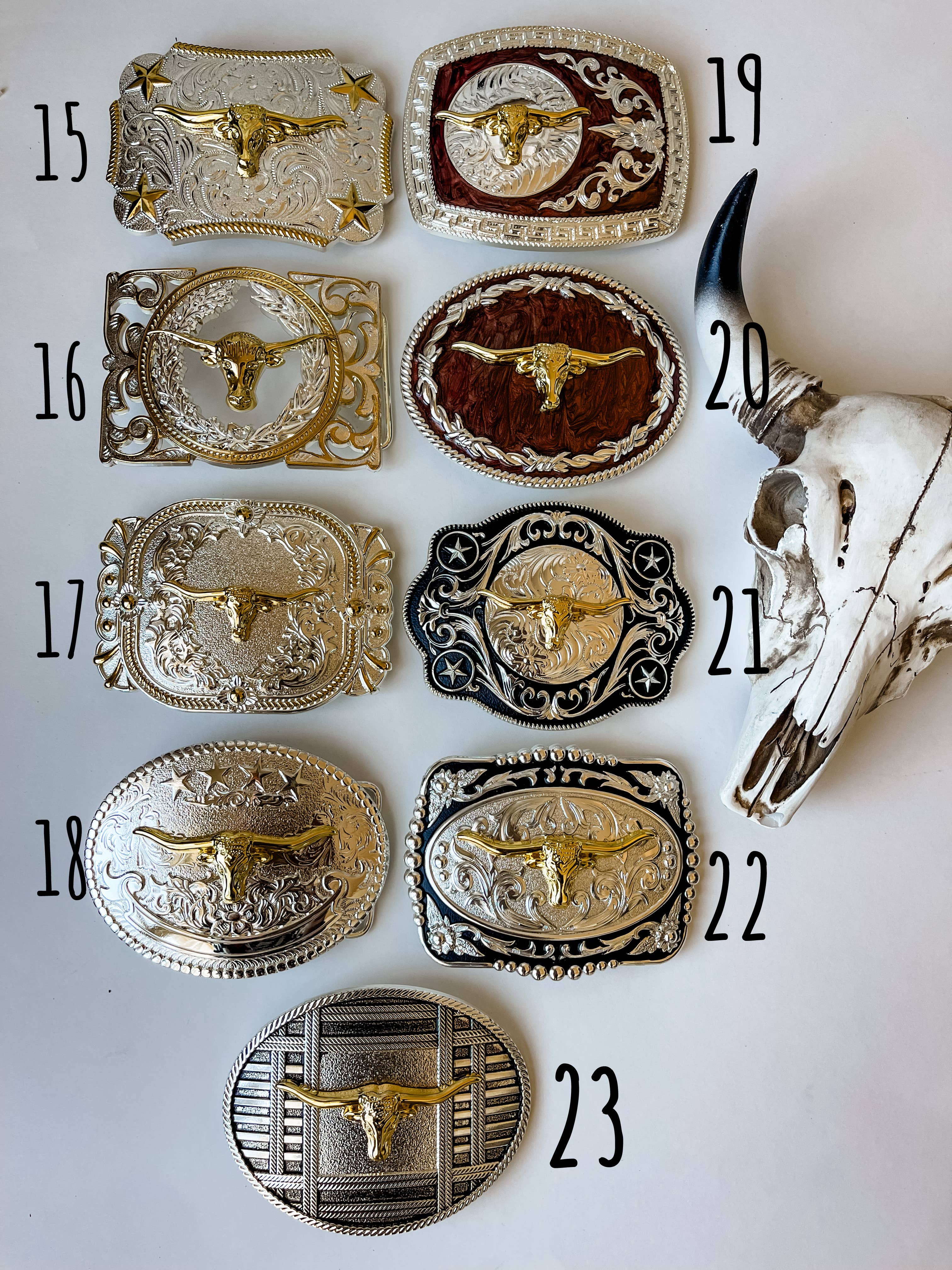 Boho Ranch Shop - Western Longhorn Belt Buckle  Silver - Rose Gold - Gold