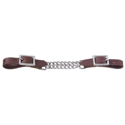 Tough1 Harness Leather Curb Strap with Double Chain
