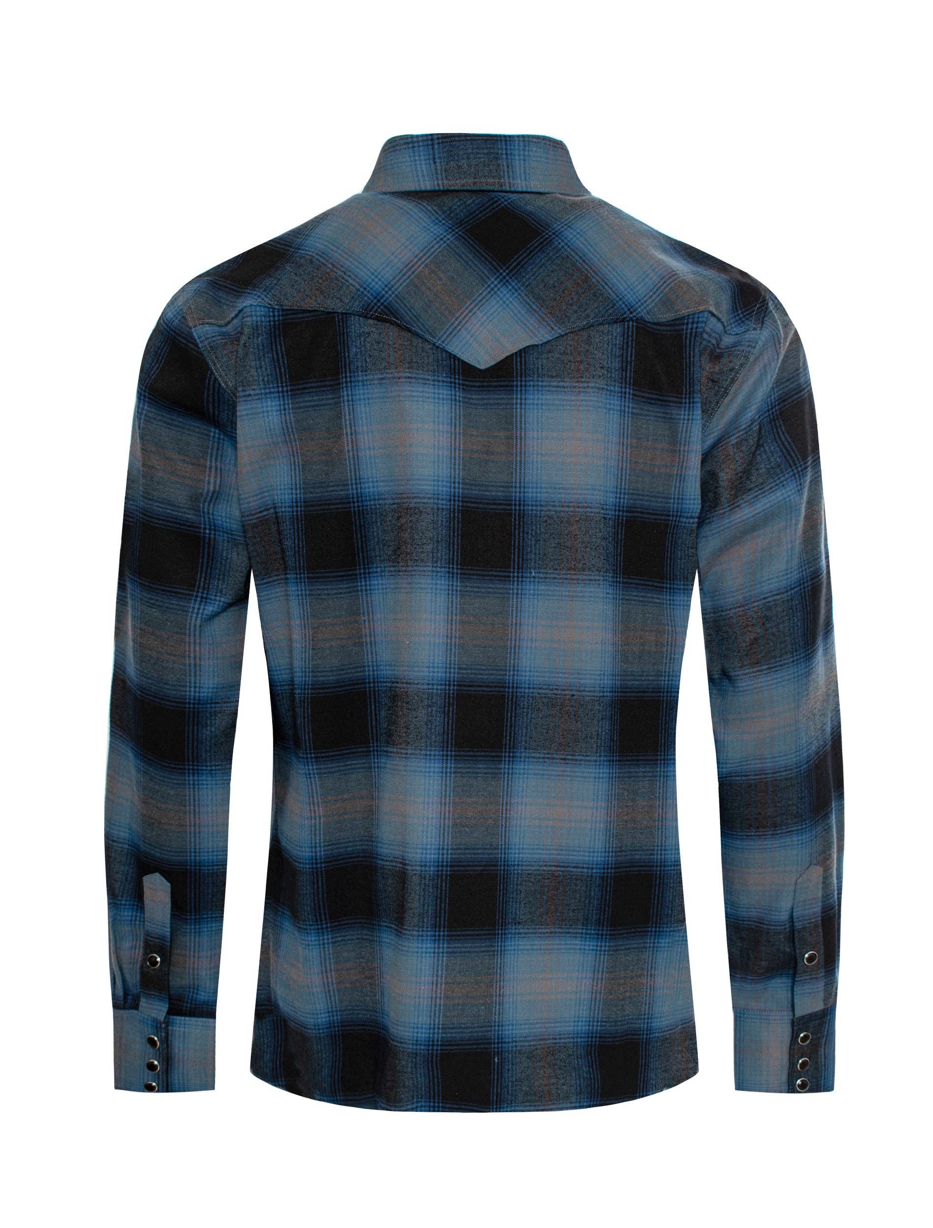 Rodeo Clothing - Men's Western Long Sleeve Flannel Shirts With Snap Buttons
