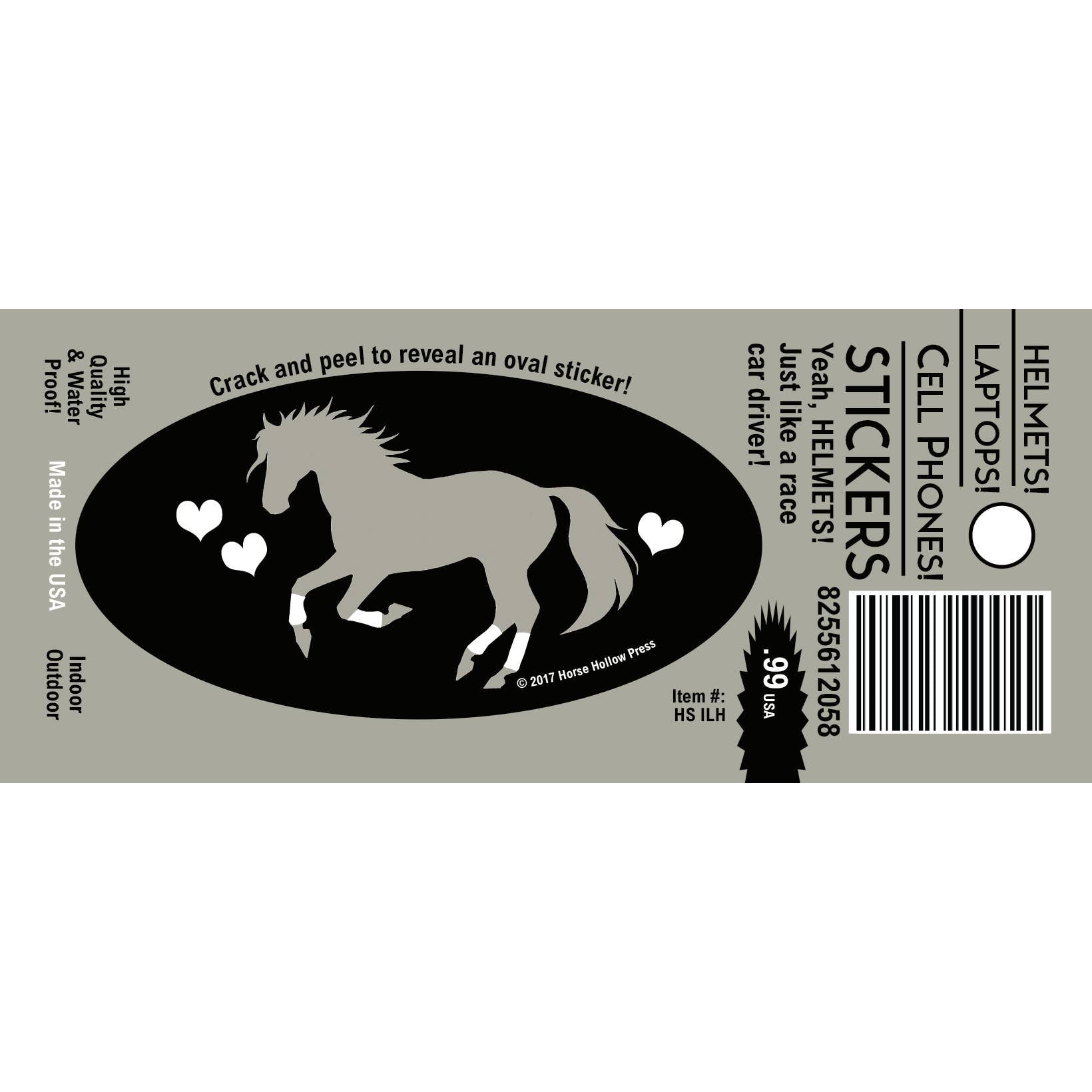 Horse Hollow Press - Horse Laptop, Cell Phone & Helmet Sticker: I Love Horses