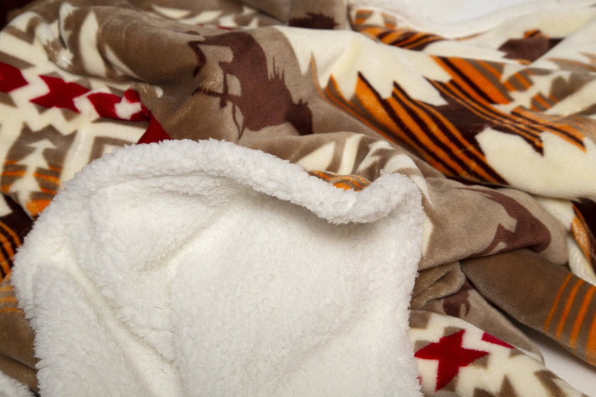 SW Running Horses Plush Fur Fleece Throw